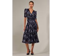 Jolie Moi Women's Ruched Sleeve Mesh Maxi Dress in Dark Grey | Size: 12