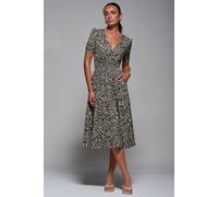 Jolie Moi Women's Ruched Waist Drawstring Sleeve Midi Dress Dres | Size: 12