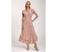 Jolie Moi Women's Ruffle V-Neck Viscose Midi Dress | Size: 10