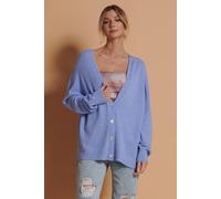 Jolie Moi Women's Soft Knit Shell Button Cardigan in Pale Blue | Size: S/M Jolie Moi Pale Blue S/M