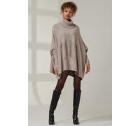 Jolie Moi Women's Star Front Roll Neck Knit Jumper in Taupe | Size: S/M Jolie Moi Taupe S/M