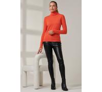 Jolie Moi Women's Turtleneck Fine Knit Fittted Jumper in Orange | Size: Large/XL Jolie Moi Orange L/XL