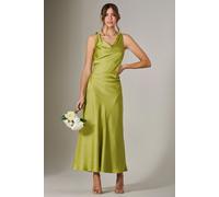 Jolie Moi Women's Twisted Shoulder Cowl Neck Midaxi Dress in Bright Green | Size: 16 Jolie Moi Bright Green 16