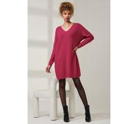 Jolie Moi Women's V-Neck Ribbed Knit Tunic Jumper in Raspberry | Size: Medium/Large Jolie Moi Raspberry M/L