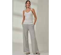 Jolie Moi Women's Vertical Line Knit Flared Pants in Light Grey | Size: Medium/Large Jolie Moi Light Grey M/L