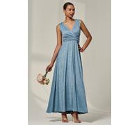 Jolie Moi Women's Wrapped Bodice Jersey Maxi Dress in Blue | Size: 12