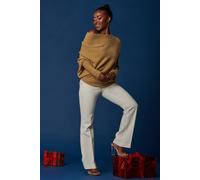 Jolie Moi Wool Blend Asymmetric Soft Knit Jumper In Stone Stone