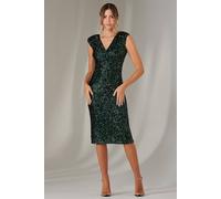 Jolie Moi Wrap Bodice Sequin Midi Dress In Dark Green Dark Green 18