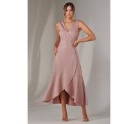 Jolie Moi Wrap Frill Hem Maxi Dress In Dusty Pink Dusty Pink 14