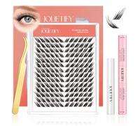 JOLIETIFY Lash Extension Kit, Foxy Layered Style, Pre-mapped Faux Mink Individual Cluster Lashes, Lightweight & Barely-There Feel, Soft & Wispy, Waterproof Bond & Seal, Tweezers & Remover, Easy DIY