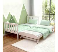 joliette wooden single bed with pull out in white