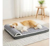 Jolifield Large Orthopedic Jumbo Dog Bed with Cushion 56" x 40" Waterproof Soft Comfortable Foam Pet Crate Mat with Removable Washable Cover and Non-Slip Backing Grey