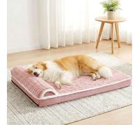 Jolifield Orthopedic Dog Bed Medium with Pillow 30" x 20" Waterproof Soft Comfortable Foam Mat with Removable Washable Cover and Non-Slip Backing Pink