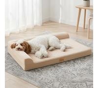 Jolifield Orthopedic XL Dog Bed for Large Dogs 48" x 30", Waterproof Large Bolster Oversized Egg Crate Foam Pet Crate Bed Washable with Removable Cover Non-Slip Soft Pet Couch Mat Ivory