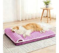 Jolifield Orthopedic XL Dog Bed Large with Pillow 48" x 30" Waterproof Soft Comfortable Egg Crate Foam Mat with Removable Washable Cover and Non-Slip Backing Purple
