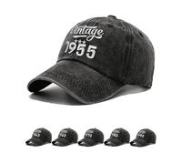 Joligiao 100% Cotton Baseball Cap for Unisex Vintage Summer Lightweight Cap Adjustable Sun Hat 1945/1955/1965/1975/1985/1995 Birthday Gifts for Men/Women(Black-70th)