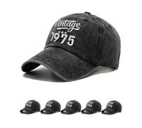Joligiao 100% Cotton Baseball Cap for Unisex Vintage Summer Lightweight Cap Adjustable Sun Hat 1945/1955/1965/1975/1985/1995 Birthday Gifts for Men/Women(Black-50th)