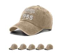 Joligiao Baseball Cap for Men Vintage Embroidered Birthday Hat Adjustable Snapback Cotton Mens Caps Comfortable Golf Hip Hop Casual Stylish Cap 30th 40th 50th 60th 70th 80th Birthday Hat 1955,Khaki