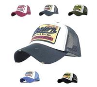 Joligiao Mesh Baseball Cap Polo Style Vintage Unisex Hat Adjustable Size Cotton Baseball Cap Washed Denim Retro Trucker Caps Edge Grinding Motorcycle Biker Caps