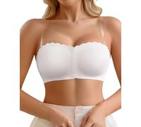 Joligiao Strapless Bra for Women Push Up Wireless Bandeau Seamless Bras Petal Multiway Bra with Clear Strap Removeable Padded Ladies Front Fastening Bras Seamless Everyday Full Coverage Comfort