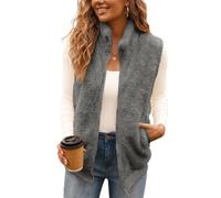 Joligiao Zip Teddy Fleece Gilet and Body Warmers Vest Tops for Women UK | Warm Fall Winter Jackets Lightweight Cozy Heated Sleeveless Fleece Waistcoat with Stand Collar and Two Pockets