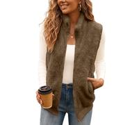 Joligiao Zip Teddy Fleece Gilet and Body Warmers Vest Tops for Women UK | Warm Fall Winter Jackets Lightweight Cozy Heated Sleeveless Fleece Waistcoat with Stand Collar and Two Pockets