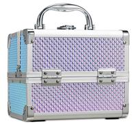 Joligrace Girls Makeup Box with Mirror Cosmetic Case Jewelry Organiser Light Weight Lockable with Keys (Purple)