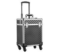 Joligrace Makeup Case Beauty Trolley on Wheels Vanity Case Beauty Box Rolling Makeup Box Organiser with Locks Black