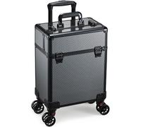 Joligrace Makeup Case Makeup Trolley on Wheels Make up Box Organiser Beauty Trolley on Wheels Lockable Vanity Cases for Women Zigzag