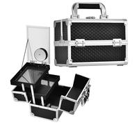 Joligrace Vanity Case Makeup Box Cosmetic Organiser Box Beauty Storage Makeup Up Train Case with Mirror and Magnification(5X) Spot Mirror, Black