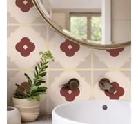 JOLIHOME Flower Look Floor Tile White, Grey and Red Self Adhesive Vinyl Flooring Peel and Stick Contact Paper Wall Stickers for Worktop Kitchen Oil-Proof Abrasion (Lilacs, 20x20cm, 10 PCS)
