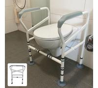 Joliling Foldable Toilet Safety Rails, Adjustable Width Height Toilet Frame with Large Suction Cups, Anti-Slip, Heavy Duty Toilet Handles for Elderly and Handicap Toilet Safety Rails Fit Any Toilets