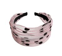 JOLILUNA Whimsy Twee Polka Dot Headband Vintage Y2k Ruffled Mesh Wide Headband Accessories (Pink)