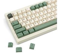 JOLINTAL 130-Key Green PBT Keycaps, MDA Profile, Dye Sub Custom, English ANSI Layout, Beige Green Botanical Keycaps for Mechanical Keyboard