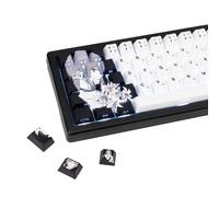 JOLINTAL Black and White Japanese Shine Through Keycaps for Gaming Keyboard | Dye Sub PBT Material, Cherry Profile Keycap Set, Anime Girl Theme Key Cap for ANSI US Layout Mechanical Keyboard, 130 Keys