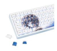 JOLINTAL Blue and White Side Print Shine Through Keycaps Set, Cherry Profile Thick PBT Key Caps, Dye Sub Custom Minimalist Keycap for ANSI Layout Cherry MX Mechanical Gaming Keyboard, 134 Keys