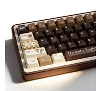 JOLINTAL Cherry Profile PBT Keycap Set - Coffee Theme Brown Key Caps, Dye Sublimation Minimalist Custom Keycap for Gateron Cherry MX Switches Mechanical Gaming Keyboard, 130 Keys Cat Theme