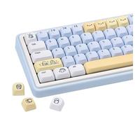 JOLINTAL Ice Blue Penguin Keycaps Set, Cute Theme Design, PBT Material, FOA Profile Dye Sub Custom Key Caps for Mechanical Gaming Keyboard, 130 Keys