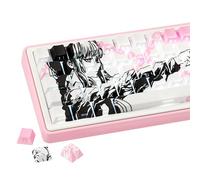 JOLINTAL PBT Material Cherry Profile Japanese Keycaps - Pink Chain Custom Side Print Shine Through Key Caps for Mechanical Gaming Keyboard, 131 Keys