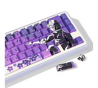 JOLINTAL Shine Through PBT Keycaps - Side Print Dye - Sub Cherry Profile 131 Keys Purple Japanese Anime Keycaps Set for Cherry Mx Switch Mechanical Keyboard