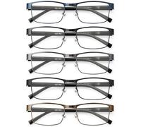 JOLISU 5PCS Reading Glasses Men - Blue Light Blocking Computer Metal Thin Frame Readers For Mens/Women（3.00）