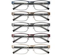 JOLISU 5PCS Reading Glasses Men - Blue Light Blocking Computer Metal Thin Frame Readers For Mens/Women（3.00）