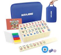 Jolitac American Mahjong Game Set, 166 Premium Tiles, Mahjong Tile Set with Sturdy Carrying Bag, Include Chips & Dice - Portable Travel Complete Mahjong Set for Adults & Beginners