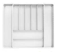 Jolitac Expandable Large Silverware Drawer Organizer - Adjustable Utensil Tray & Cutlery Holder, Plastic Storage for Spoons, Forks, Knives | Multipurpose Kitchen Organizers and Storage Solution, White
