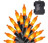 Joliyoou Orange Halloween String Lights, 50 LED Battery Operated 16 Ft Christmas Mini String Lights with 8 Lighting Modes, Indoor Outdoor Decorations with Timer