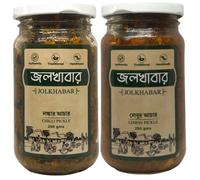 JOLKHABAR | Lonka er Aachar - Lebu er Aachar | Chilli Pickle - Lemon Pickle | Authentic Traditional Handmade | Bengali Recipe | 500gms Pack (250 GMS Each) | Pack of 2