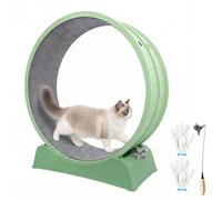 JOLL JOLL 33" Cat Wheels for Indoor Cats, Large Cat Running Wheel with Detachable Carpet & Teaser, Easy to Install and Clean, Cat Essentials for Pet Health - Green