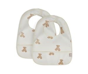 Jollein 029-864-66095 Bibs Waterproof Set of 2 Teddy Bear White