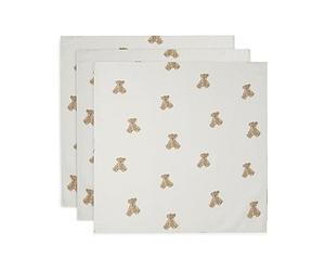 Jollein 535-851-66095 Burp Cloths Muslin Pack of 3 Teddy Bear White (70 x 70 cm)