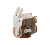 Jollein Activity Cube - Animal Friends - Baby Activity Cube with Mirror, Crinkle & Grasp Elements - Baby Toy - Promotes Senses & Motor Skills - Activity Toy for Babies - 10x10 cm